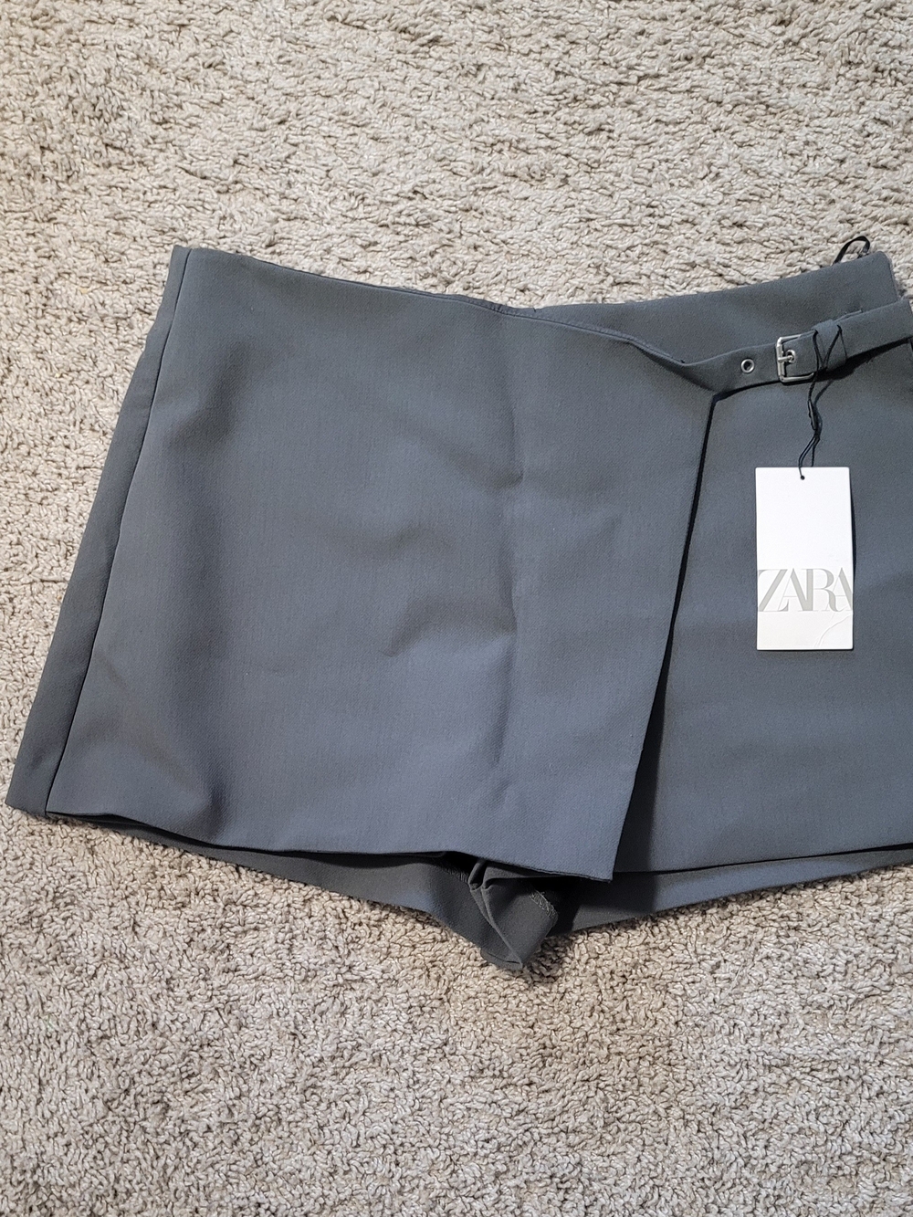 ZARA Gray Wrap-Front Skort with Belt
